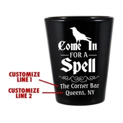 BarProducts.com CUSTOMIZABLE - 1.75oz Black Shot Glass - Spell Halloween Design BAR SUPPLIES