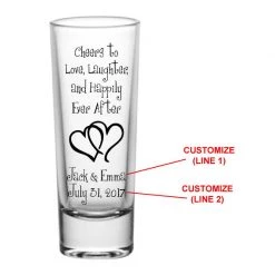 BarProducts.com CUSTOMIZABLE - 2oz Tall Clear Shot Glass - Cheers To Love, Laughter BAR SUPPLIES