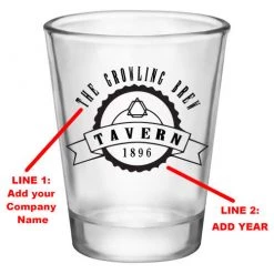 BarProducts.com Customizable 1.75 Oz. Clear Shot Glass- TAVERN - AYN BAR SUPPLIES