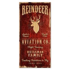 BarProducts.com CUSTOMIZABLE Large Vintage Wooden Holiday Bar Sign - Reindeer Aviation - 11 3/4" X 23 3/4"