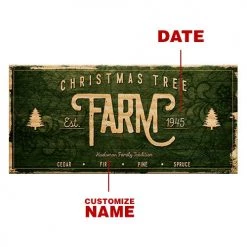 BarProducts.com CUSTOMIZABLE Large Vintage Wooden Holiday Bar Sign - Christmas Tree Farm - 11 3/4" X 23 3/4" BAR DECOR