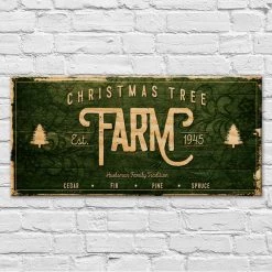 BarProducts.com CUSTOMIZABLE Large Vintage Wooden Holiday Bar Sign - Christmas Tree Farm - 11 3/4