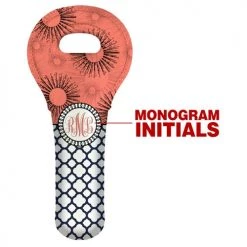 Bar Products CUSTOMIZABLE Wine Tote - Monogram Design - Pink Sunburst // Lattice Pattern