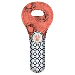 Bar Products CUSTOMIZABLE Wine Tote - Monogram Design - Pink Sunburst // Lattice Pattern