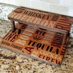 BarProducts Handcrafted Counter Caddies™ - LIQUOR Theme - 12" STRAIGHT Shelf