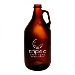 BarProducts.com Custom Amber Glass Growler - 64 Oz. Bottling & Storage