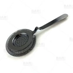 BarProducts.com BarConic® Cocktail Strainer With Long Handle Ridge - No Prong - Gunmetal