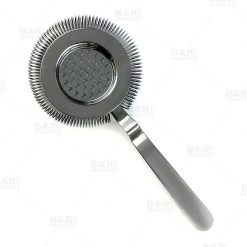 BarProducts.com BarConic® Cocktail Strainer With Long Handle Ridge - No Prong - Gunmetal