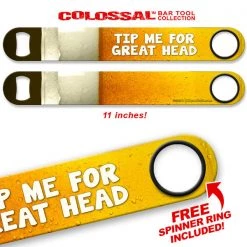 BarProducts.com Bartending Bottle Openers Kolorcoat™ 11" Long COLOSSAL™ Speed Bottle Opener – Tip For Head
