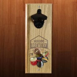BarProducts Handcrafted Woodshop Made In The USA Engraved Brewery Wooden Wall Bottle Opener W/ Magnetic Cap Catcher 1 BarProducts Handcrafted Woodshop Made In The USA Engraved Brewery Wooden Wall Bottle Opener W/ Magnetic Cap Catcher