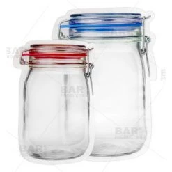 BarProducts.com Zipper Cocktail Bags - Mason Jar Design - 32oz Or 17oz