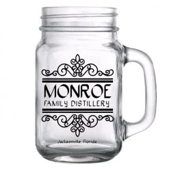 BarProducts.com CUSTOMIZABLE - 16oz Mason Jar With Handle - Calligraphy