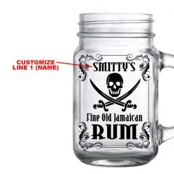 BarProducts.com CUSTOMIZABLE - 16oz Mason Jar With Handle - Rum