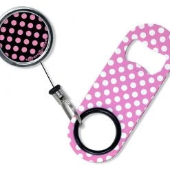 BarProducts.com Bartending Bottle Openers Kolorcoat™ Mini Opener With Retractable Reel - Polka Dots
