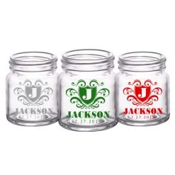 BarProducts.com CUSTOMIZABLE - 2oz Clear Mini Mason Jar Shot Glass - Crest (Version 3) BAR SUPPLIES