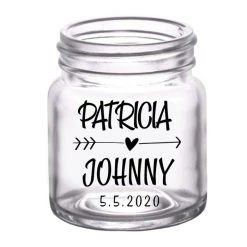 BarProducts.com BAR SUPPLIES CUSTOMIZABLE - 2oz Clear Mini Mason Jar Shot Glass - Heart Arrow