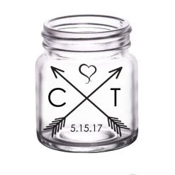 BarProducts.com CUSTOMIZABLE - 2oz Clear Mini Mason Jar Shot Glass - Arrow