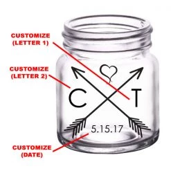 BarProducts.com CUSTOMIZABLE - 2oz Clear Mini Mason Jar Shot Glass - Arrow