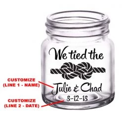 BarProducts.com BAR SUPPLIES CUSTOMIZABLE - 2oz Clear Mini Mason Jar Shot Glass - Tied The Knot