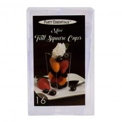 BarProducts.com Clear Mini Tall Square Cups - 16 Count - 3.5 Ounce