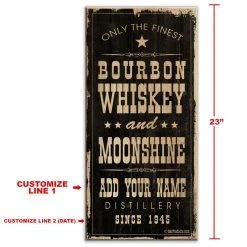 BarProducts.com CUSTOMIZABLE Large Vintage Wooden Bar Sign - Bourbon Whiskey & Moonshine - 11 3/4" X 23 3/4"