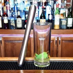 BarProducts.com BarConic® Stainless Steel Muddler - Slim With Black Tenderizer Head BAR TOOLS