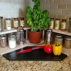 BarProducts.com KITCHEN, DINING & SERVICE Counter Caddies™ - NATURAL - CORNER Shelf - Culinary