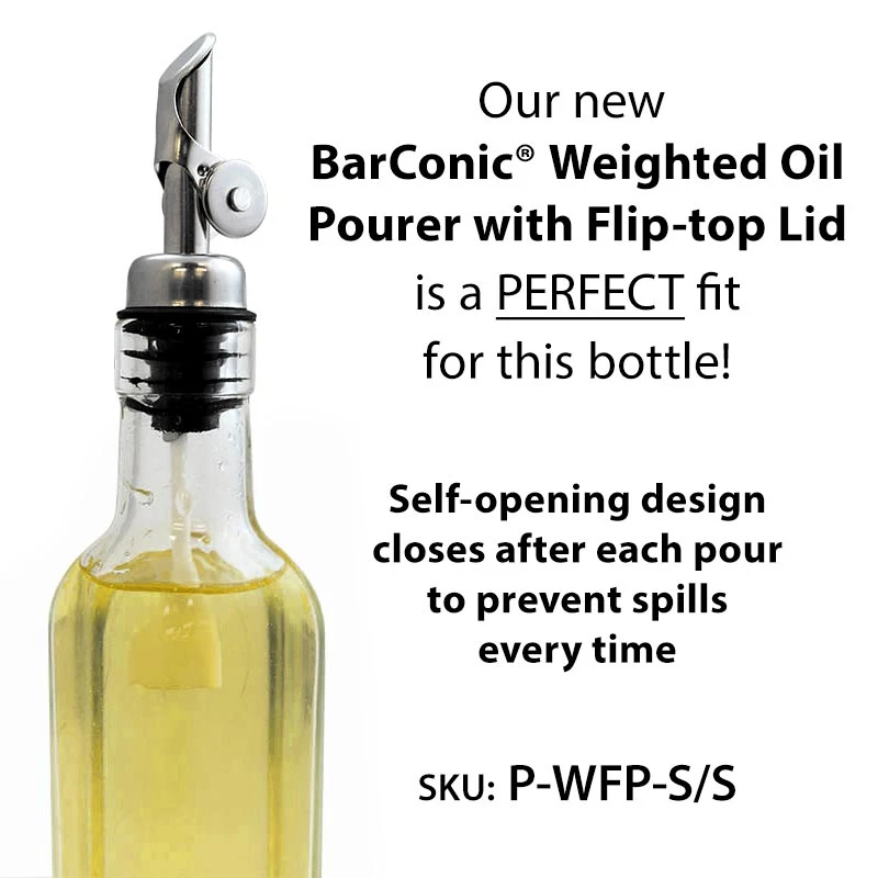 new-flip-top-oil-and-vinegar-bottle-pourer.jpg BarProducts.com BAR SUPPLIES BarConic® Antique Glass Bottle - Oil - Vinegar - Mixer - 6oz