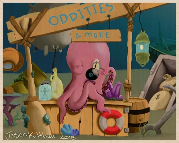 oak-edge-shoptopus-24-x-30-wooden-table-top-with-featured-artist-jason-kilthau-BPC.jpg BarProducts.com Shoptopus 24" X 30" Wooden Table Top - Two Types Available