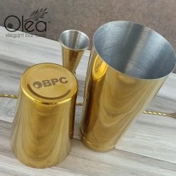 BarProducts.com Olea™ Cocktail Shaker Set - Gold Plated - 2 Piece (28 And 16 Ounce Tins) Master Mixology