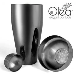 BarProducts.com Master Mixology Olea™ 3-Piece Cocktail Shaker Deluxe - Gunmetal Plated - 24 Ounce