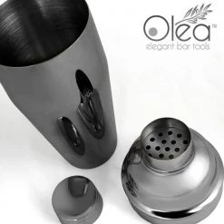 BarProducts.com Master Mixology Olea™ 3-Piece Cocktail Shaker Deluxe - Gunmetal Plated - 24 Ounce