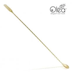 BarProducts.com Olea™ Gold Plated Bar Spoon - Trident Fork Tip - 50cm Length Master Mixology