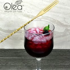 BarProducts.com Olea™ Gold Plated Bar Spoon - Trident Fork Tip - 40cm Length