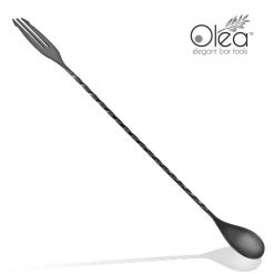 BarProducts.com Master Mixology Olea™ Gunmetal Plated Bar Spoon - Trident Fork Tip - 30cm Length