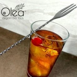 BarProducts.com Olea™ Gunmetal Plated Bar Spoon - Trident Fork Tip - 40cm Length Master Mixology