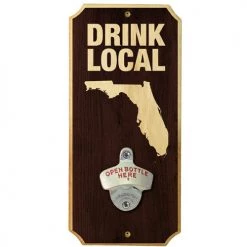 BarProducts Handcrafted Drink Local - Wall Mounted Wood Plaque Bottle Opener
