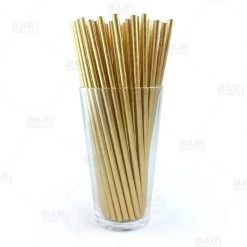 BarProducts.com BAR SUPPLIES BarConic® Eco-Friendly Paper Straws - Gold Metallic - Pack Of 100