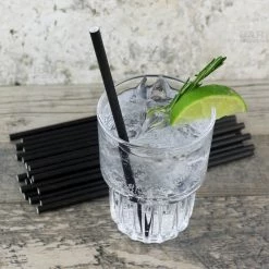 BarProducts.com BAR SUPPLIES BarConic® "Eco-Friendly" Paper Straws - 7 3/4" Solid Black - Packs Of 100