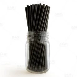 BarProducts.com BAR SUPPLIES BarConic® "Eco-Friendly" Paper Straws - 7 3/4" Solid Black - Packs Of 100