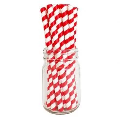BarProducts.com BarConic® "Eco-Friendly" Jumbo Paper Straws - 7 3/4" Red Stripe - 100 Pack
