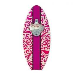 BarProducts Handcrafted Woodshop Made In The USA Swirls Wooden Surfboard Wall Mounted Bottle Opener