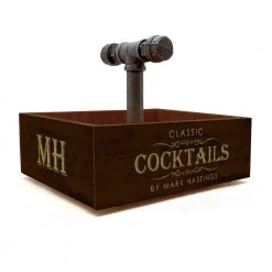 BarProducts Handcrafted SPECIAL COLLECTIONS CUSTOM Box Caddy With Industrial Pipe Handle - Classic Cocktails Design