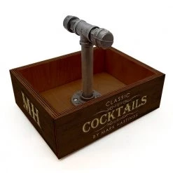 BarProducts Handcrafted SPECIAL COLLECTIONS CUSTOM Box Caddy With Industrial Pipe Handle - Classic Cocktails Design
