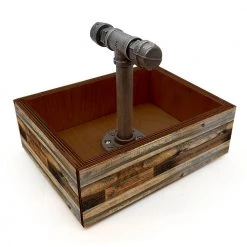 BarProducts Handcrafted SPECIAL COLLECTIONS Box Caddy With Industrial Pipe Handle - Wood Plank Design