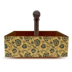 BarProducts Handcrafted SPECIAL COLLECTIONS Box Caddy With Industrial Pipe Handle - Vintage Floral Design