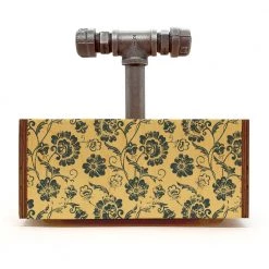 BarProducts Handcrafted SPECIAL COLLECTIONS Box Caddy With Industrial Pipe Handle - Vintage Floral Design