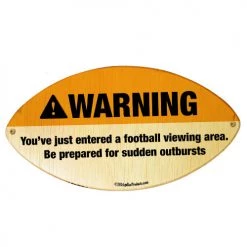 BarProducts Handcrafted WARNING - Football Shaped Wall Plaque