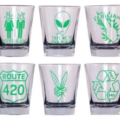 BarProducts.com Novelty Shot Glasses Shot Glass Set - Pot Themed
