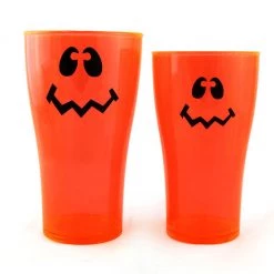 BarProducts.com Wacky Jack O'Lantern Polycarbonate Cup - Neon Orange - 2 Sizes Available